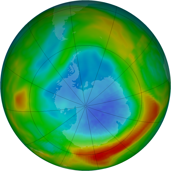 Antarctic ozone map for 19 September 1980